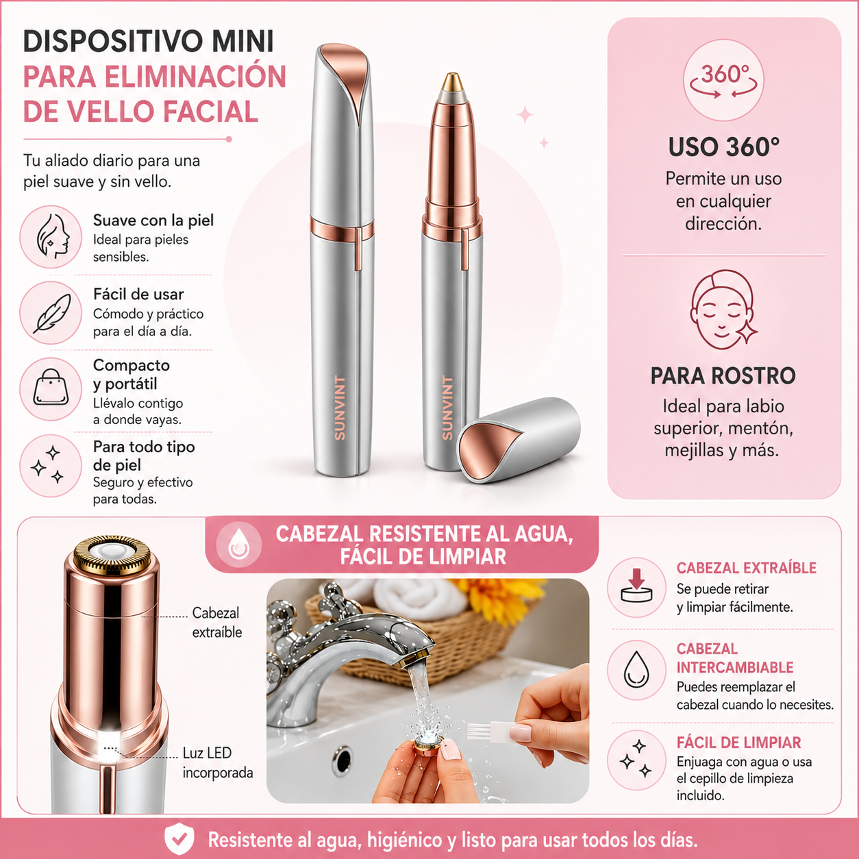 SUNVINT™ Set Mini de Depilación con 2 Cabezales